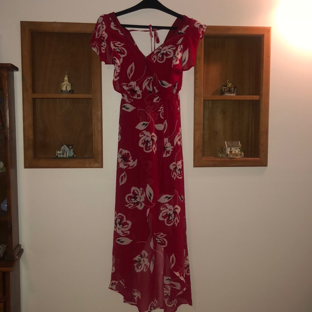 Red floral dress